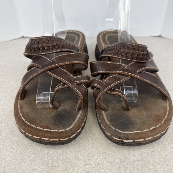 Women’s Vintage Predictions Y2K Brown Leather Sandals Strappy‎ Size 9W - Picture 3 of 10
